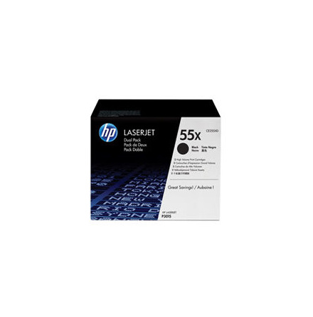 LaserJet 55X black toner HC(2) dual-pack