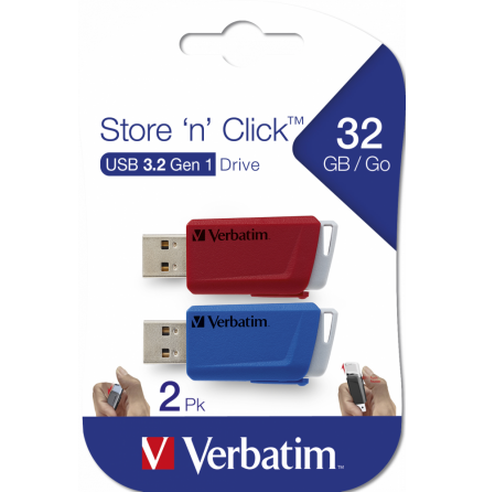 Store �N� Click USB Drive 32GB (2-pack) Red/Blue